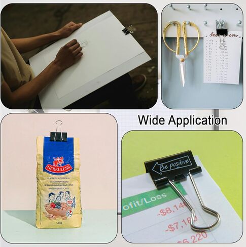 300 Pcs Binder Clips Assorted Sizes, 6 Sizes Jumbo, Large, Medium, Small, Mini and Micro, Metal Paper Clamps, Bulk Black Metal Binding Med Clips Office Supplies for Teachers Business in Kuwait