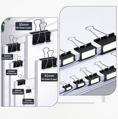 300 Pcs Binder Clips Assorted Sizes, 6 Sizes Jumbo, Large, Medium, Small, Mini and Micro, Metal Paper Clamps, Bulk Black Metal Binding Med Clips Office Supplies for Teachers Business in Kuwait