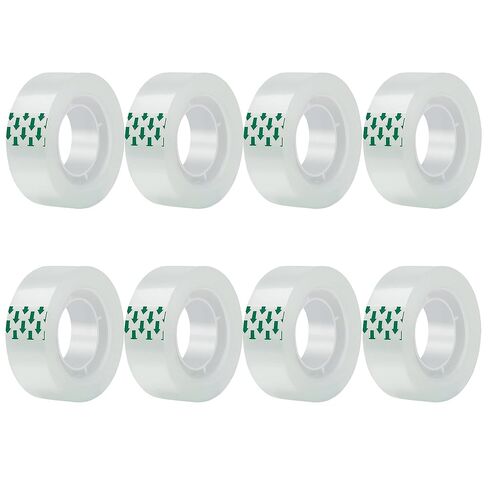 JACMD 12 لفة عبوات شريط شفاف شفاف، 3/4 × 1000 بوصة، شريط لامع متعدد الأغراض للمكتب، المنزل، المدرسة، التعبئة والتغليف، وتغليف الهدايا in Kuwait