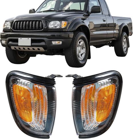 استبدال أضواء إشارة الانعطاف الجانبية للسائق لسيارة Toyota Tacoma 2001-2004 عدسة كهرمانية شفافة مجموعة مصابيح إشارة بلاستيكية سوداء اللون 8161004070 8162004070 in Kuwait