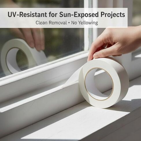 SWRT Masking Tape 1 inch x 55 Yards x 24 Rolls (1320 Total Yards), Adhesive Painting Tape Bulk for General Purpose Beige White Color for Painting, Crafting, School Stationery, Arts, Home Use etc in Kuwait