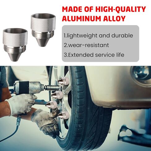 Aluminum Alloy Cone Shaped Parts 1.375''X24 Sealed End Cap 12 Pack Fit for Truck Tire Anti Theft Cover Silver in Saudi Arabia