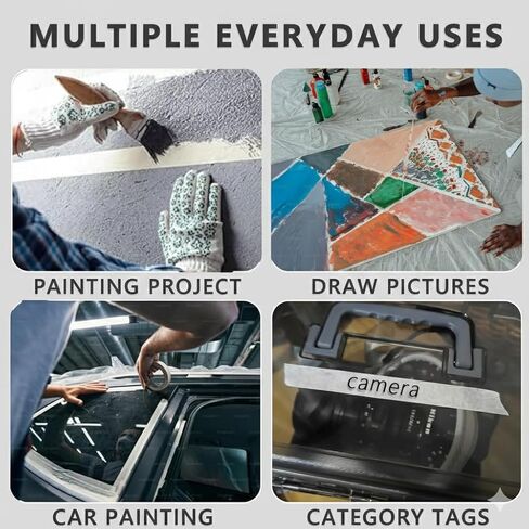 SWRT Masking Tape 1 inch x 55 Yards x 24 Rolls (1320 Total Yards), Adhesive Painting Tape Bulk for General Purpose Beige White Color for Painting, Crafting, School Stationery, Arts, Home Use etc in Kuwait