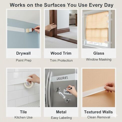 SWRT Masking Tape 1 inch x 55 Yards x 24 Rolls (1320 Total Yards), Adhesive Painting Tape Bulk for General Purpose Beige White Color for Painting, Crafting, School Stationery, Arts, Home Use etc in Kuwait