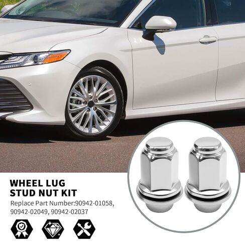M12x1.50 Hub Bolt Wheel Lug Stud Nut Kit, Replacement for Toyota Corolla Camry 4Runner Land Cruiser Supra Avalon Sienna Lexus GS350 GX460 ES300, Replaces 90942-01058, 90942-02049 in Kuwait