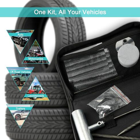 36PCS Heavy-Duty Universal Tire Plug Repair Kit – Car/Motorcycle/Truck/RV Emergency Flat-Tire Fix Set with T-Handles, 20 Self-Vulcanizing Plugs, Valve Tools & Compact Storage Bag in Saudi Arabia