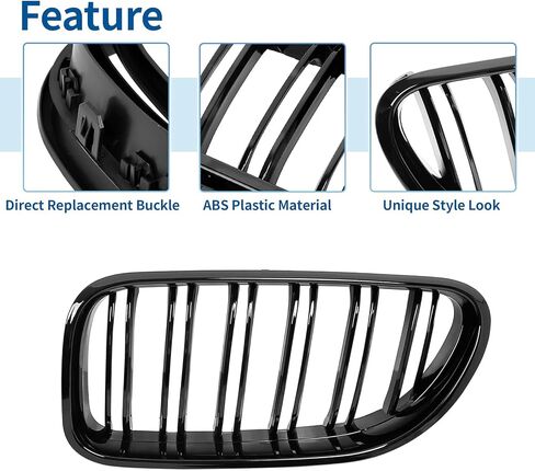 الجبهة العلوي غطاء محرك السيارة الوفير مصبغة الكلى لسيارات BMW M6 F06 2012-2018 اليسار اليمين شريحة مزدوجة لمعان أسود زوج استبدال مجموعة الشواية للترقية الخارجية in Kuwait