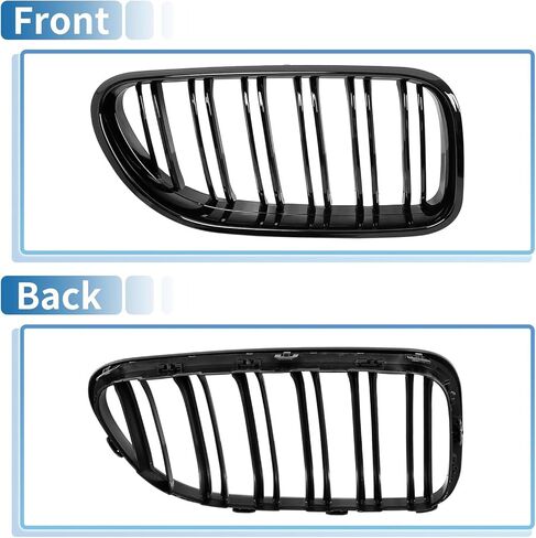 الجبهة العلوي غطاء محرك السيارة الوفير مصبغة الكلى لسيارات BMW M6 F06 2012-2018 اليسار اليمين شريحة مزدوجة لمعان أسود زوج استبدال مجموعة الشواية للترقية الخارجية in Kuwait