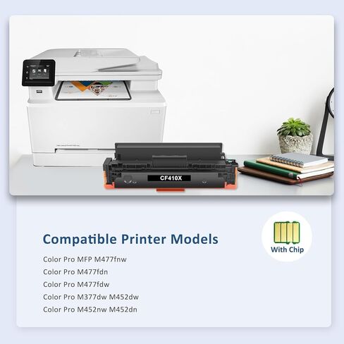 410X Toner Cartridges Compatible for 410X CF410X Color LaserJet Pro MFP M477FDN M477FDW M477FNW M452DN M452DW M452NW M377DW MFPM377DW Printer CF410X CF411X CF412X CF413X (4-Pack) in Kuwait