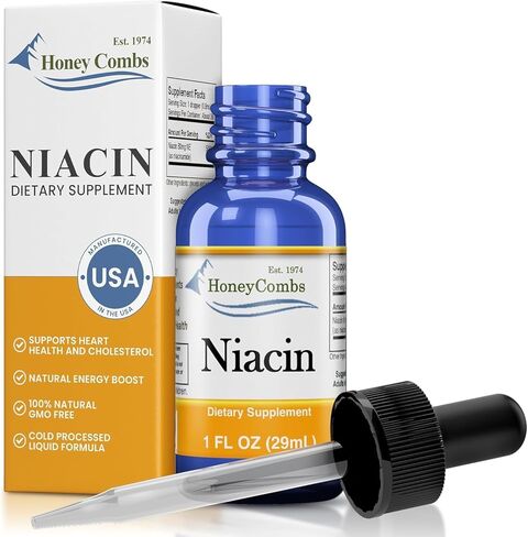 HoneyCombs Vitamin B3-Niacin 80mg Niacin Equivalent Drops – Vitamin B Liquid Niacin Drops – Alcohol-Free, Non-GMO Niacin Supplement 1oz in Kuwait