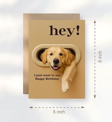 Funny Golden Retriever Birthday Card - Hey! I Just Want To Say Happy Birthday - Cute Dog Greeting Card For Dog Lovers- Men- Women And Kids - Humorous And Adorable Gifts Card Ideal in Saudi Arabia