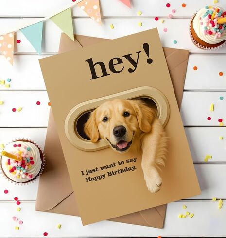 Funny Golden Retriever Birthday Card - Hey! I Just Want To Say Happy Birthday - Cute Dog Greeting Card For Dog Lovers- Men- Women And Kids - Humorous And Adorable Gifts Card Ideal in Saudi Arabia