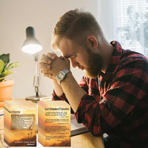 200 قطعة من بطاقات الكتاب المقدس المسيحية ذات الوجهين - طباعة رسائل ملهمة "صلاة من أجل حياة جديدة" للتواصل مع الكنيسة ومشاركة الكتاب المقدس والتشجيع الروحي in Kuwait