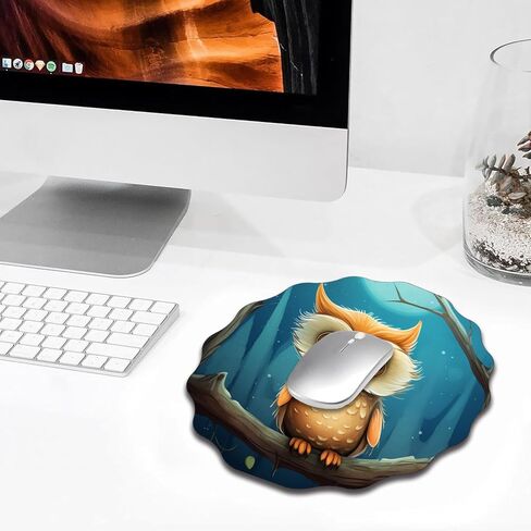 Personalized Lace-Shaped Mouse Pad and Coaster Set, Waterproof and Anti-Slip Mouse Pad Design, Suitable for Home and Office Desktop Decoration, Owl in Saudi Arabia