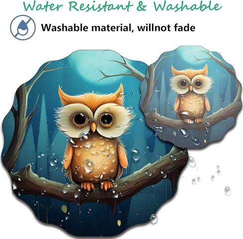 Personalized Lace-Shaped Mouse Pad and Coaster Set, Waterproof and Anti-Slip Mouse Pad Design, Suitable for Home and Office Desktop Decoration, Owl in Saudi Arabia