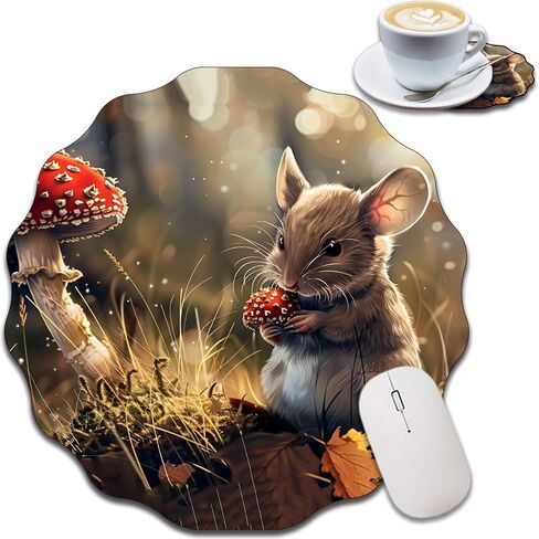 Personalized Lace-Shaped Mouse Pad and Coaster Set, Waterproof and Anti-Slip Mouse Pad Design, Suitable for Home and Office Desktop Decoration, Owl in Saudi Arabia
