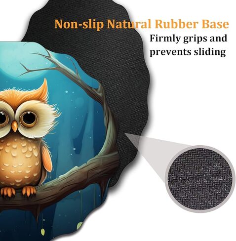 Personalized Lace-Shaped Mouse Pad and Coaster Set, Waterproof and Anti-Slip Mouse Pad Design, Suitable for Home and Office Desktop Decoration, Owl in Saudi Arabia