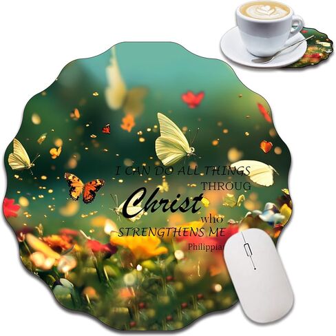 Personalized Lace-Shaped Mouse Pad and Coaster Set, Waterproof and Anti-Slip Mouse Pad Design, Suitable for Home and Office Desktop Decoration, Owl in Saudi Arabia
