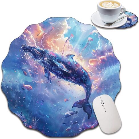 Personalized Lace-Shaped Mouse Pad and Coaster Set, Waterproof and Anti-Slip Mouse Pad Design, Suitable for Home and Office Desktop Decoration, Owl in Saudi Arabia