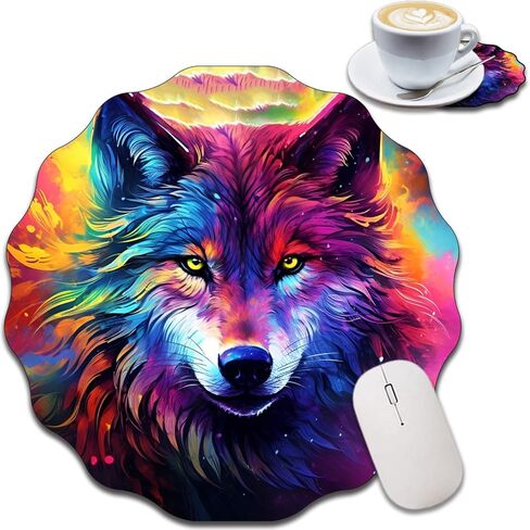 Personalized Lace-Shaped Mouse Pad and Coaster Set, Waterproof and Anti-Slip Mouse Pad Design, Suitable for Home and Office Desktop Decoration, Owl in Saudi Arabia