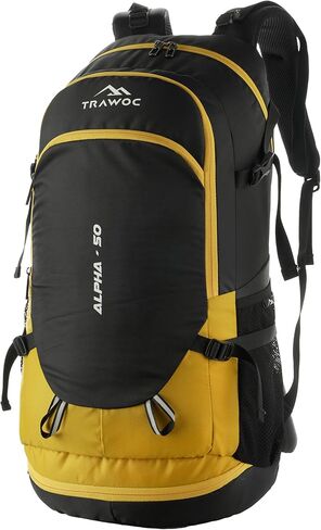 Alpha 50 لتر سفر على ظهر حقيبة ظهر مقاومة للماء لركوب الدراجات التخييم للمشي لمسافات طويلة للرجال والنساء ، الأصفر in Kuwait