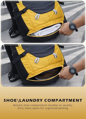 Alpha 50 لتر سفر على ظهر حقيبة ظهر مقاومة للماء لركوب الدراجات التخييم للمشي لمسافات طويلة للرجال والنساء ، الأصفر in Kuwait