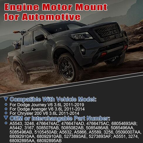 4Pcs Engine Motor Mount Compatible with Dodge Journey 2011-2019 & for Dodge Avenger 2011-2014 & for Chrysler 200 2011-2014 Transmission Mount Set, Replace A5543 A5442 A5632 A5551 in Kuwait