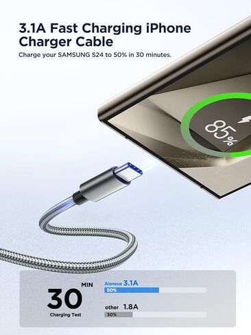 كابل USB C [2 Pack 6ft] USB A إلى USB C Cable 3a شحن سريع USB Type C Cable Cable Cable USB C Cord for iPhone 16 15 Pro Max ، Samsung Galaxy S24 S23 Ultra S22 S21 S20 S9 S10 ، LG ، Google ، Google in Kuwait