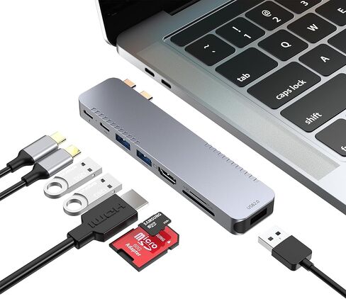 USB 3.0 Hub with 4K HDMI Dongle, USB C Hub for Laptop, 5 Port USB Splitter, 100W PD, 3 USB-A, USB Multiport Adapter for Flash Drive, HDD, Printer, Camera, keypad, Mouse and Other Type C Laptops in Kuwait