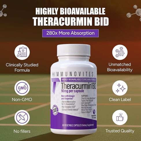 Theracurmin BID 300mg (Curcumin 90mg per Cap.) [[600mg per Serving]] - Now w/Ginger & Bioperine (60ct Bottle) in Kuwait