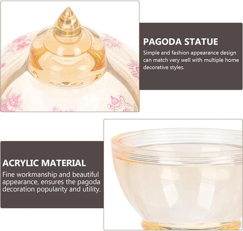 HOMSFOU Crystal Kadam Tower Mini Pagoda Statue 2.36In Buddhist Decor Stupa Asian Home Tabletop Decoration Office Accent Sculpture in Saudi Arabia