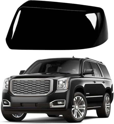 Black Driver Side Mirror Cover Caps for 2015 2016 2017 2018 2019 2020 Chevy Tahoe Suburban GMC Yukon/Yukon XL, Directly Replace Style, Not Sticker in Saudi Arabia