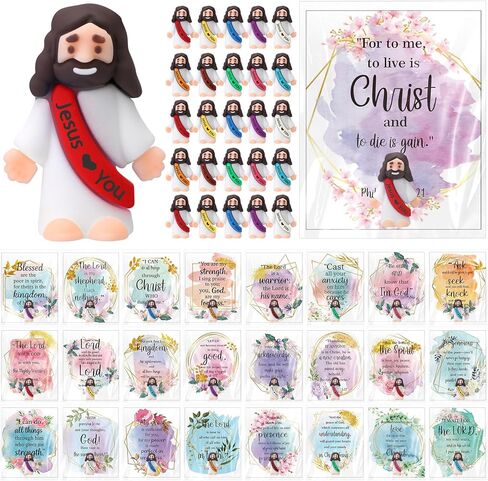 50 مجموعة من شخصيات يسوع يحبك مع بطاقة، وجيب يسوع مع بطاقات مباركة للتأكيد الديني المسيحي كهدية عيد الفصح (نمط شائع) in Kuwait