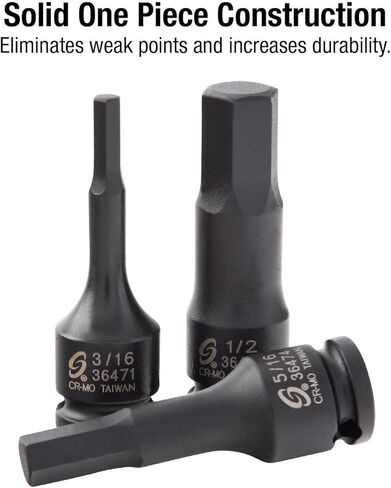 SUNEX TOOLS 3649 SAE & Metric Impact Hex Driver Set in Kuwait