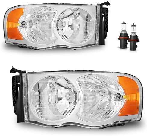 Headlights Assembly for 2002-2005 Dodge Ram 1500, for 2003-2005 Dodge Ram 2500 3500, High/Low Beam with Bulbs, Passenger and Driver Side in Kuwait
