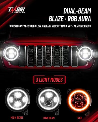 مصابيح أمامية LED متعددة الألوان مقاس 9 بوصة مع حلقة عيون الملاك DOT Hi/Lo Beam مصابيح أمامية دائرية للتحكم عن بعد في تطبيق الهاتف متوافق مع Je-ep Wrangler JL JLU Unlimited & Gladiator JT (2018-2025) in Kuwait