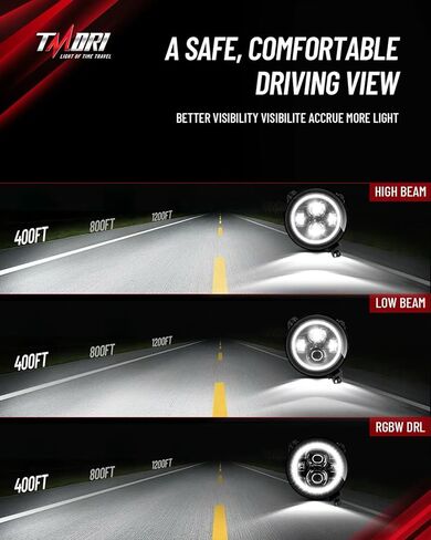 مصابيح أمامية LED متعددة الألوان مقاس 9 بوصة مع حلقة عيون الملاك DOT Hi/Lo Beam مصابيح أمامية دائرية للتحكم عن بعد في تطبيق الهاتف متوافق مع Je-ep Wrangler JL JLU Unlimited & Gladiator JT (2018-2025) in Kuwait