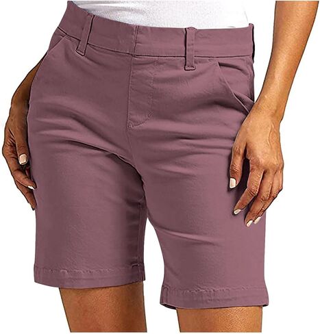 شورت جولف نسائي للمشي لمسافات طويلة، سريع الجفاف، شورت عمل غير رسمي مع جيوب، للمشي، والسفر، سروال قصير صيفي in Kuwait