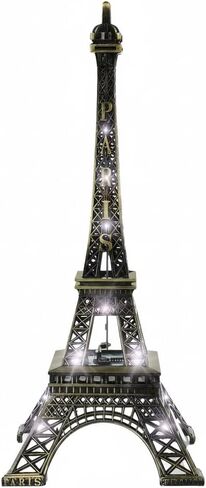 Cabilock Eiffel Tower Statue, 9.6 Inch Metal Eiffel Tower Decor, LED Light Up Eiffel Tower Lamp Tabletop Ornament, Collectible French Figurine for Home Office Table Decor in Saudi Arabia