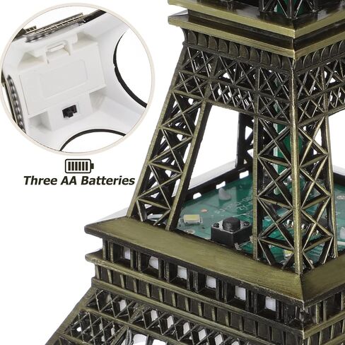 Cabilock Eiffel Tower Statue, 9.6 Inch Metal Eiffel Tower Decor, LED Light Up Eiffel Tower Lamp Tabletop Ornament, Collectible French Figurine for Home Office Table Decor in Saudi Arabia