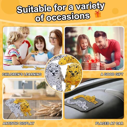 4pcs 3D Printed Snow Leopards 6.5 Inch Flexible Articulated 3D Animals with Spotted Design for Fun Desk Animal Decor in Kuwait