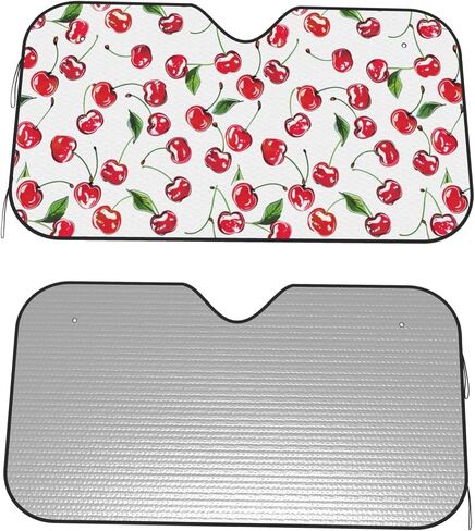 Front Window Car Sun Shade Windshield- White Cherry Foldable Cute Funny Sunshade for Car Truck SUV-Blocks Uv Rays Visor Shield Cover Keep Your Vehicle Cool Medium in Saudi Arabia