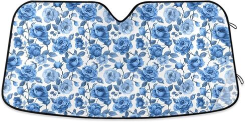 ALAZA Blue Rose Floral Flower سيارة الزجاج الأمامي الشمس الظل النافذة الأمامية ظلة غطاء طوي الشمس درع قناع، 57x31.5 بوصة in Saudi Arabia