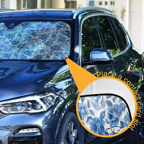 ALAZA Blue Rose Floral Flower Car Windshield Sun Shade Front Window Sunshade Cover Foldable Sun Shield Visor, 57x31.5 inch in Saudi Arabia
