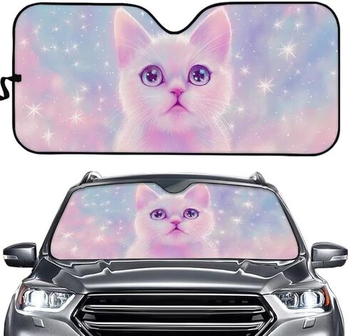 الزجاج الأمامي لسيارة Galaxy Wolf Print Car Sun Shade، يحافظ على برودة الجزء الداخلي للسيارة، حاجب شمس تلقائي عالمي للحماية من الحرارة مناسب للسيارات والشاحنات وسيارات الدفع الرباعي in Kuwait