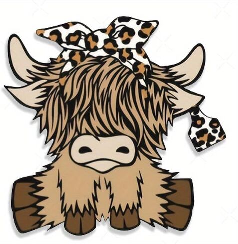 2pcs Cute Highland Cow Stickers - Stylish & Simple Design Decals for Cars, Trucks, Motorcycles, Laptops, Water Bottles, Walls, Mugs, Toolboxes in Kuwait