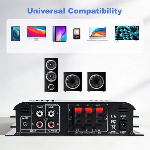 مضخم صوت هوم ستيريو 1000W ، Bluetooth 5.3 مكبر للصوت لاثنين من مكبرات الصوت 50W x2 من حوالي 8 بوصات ، بطاقة SD/USB/MIC ، 2.0 قناة HIFI للتلفزيون أو المنزل أو سيارتك (AK55) in Saudi Arabia