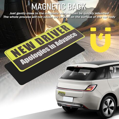 2PCS New Driver Magnet for Car,Funny New Driver Sticker Magnet for Car with Reflective Designs,Magnetic Automotive Exterior Accessories News Drivers Sticker for Cars Magnets in Kuwait