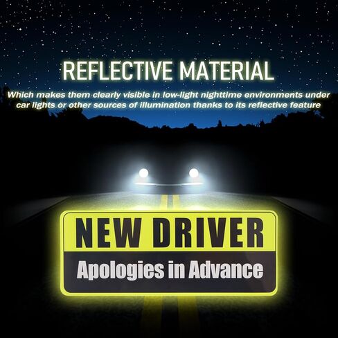 2PCS New Driver Magnet for Car,Funny New Driver Sticker Magnet for Car with Reflective Designs,Magnetic Automotive Exterior Accessories News Drivers Sticker for Cars Magnets in Kuwait