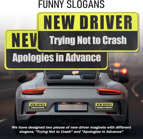 2PCS New Driver Magnet for Car,Funny New Driver Sticker Magnet for Car with Reflective Designs,Magnetic Automotive Exterior Accessories News Drivers Sticker for Cars Magnets in Kuwait